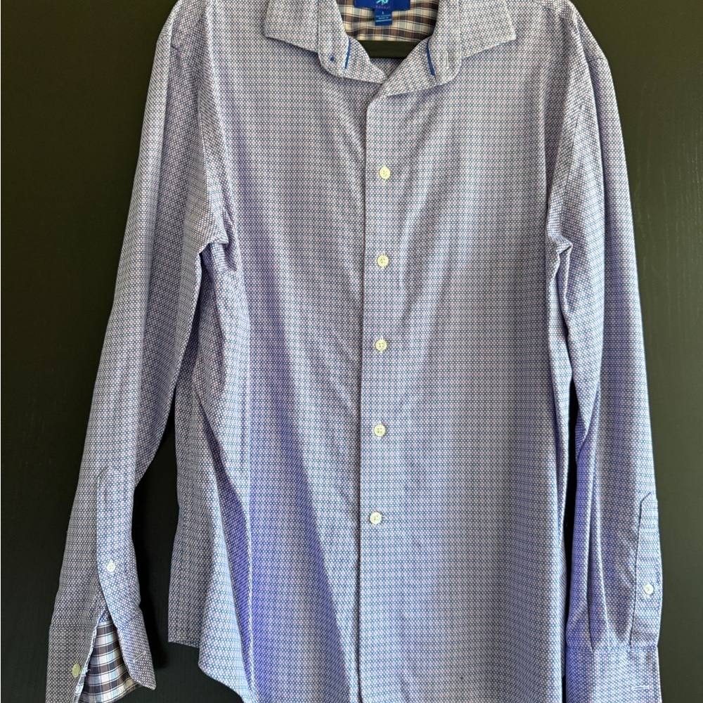 Egara Men's Blue and White Checkered Shirt